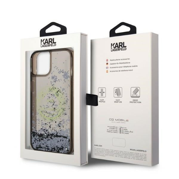 Funda para Apple iPhone 14 Plus, Karl Lagerfeld, Liquid Glitter RSG, Negra