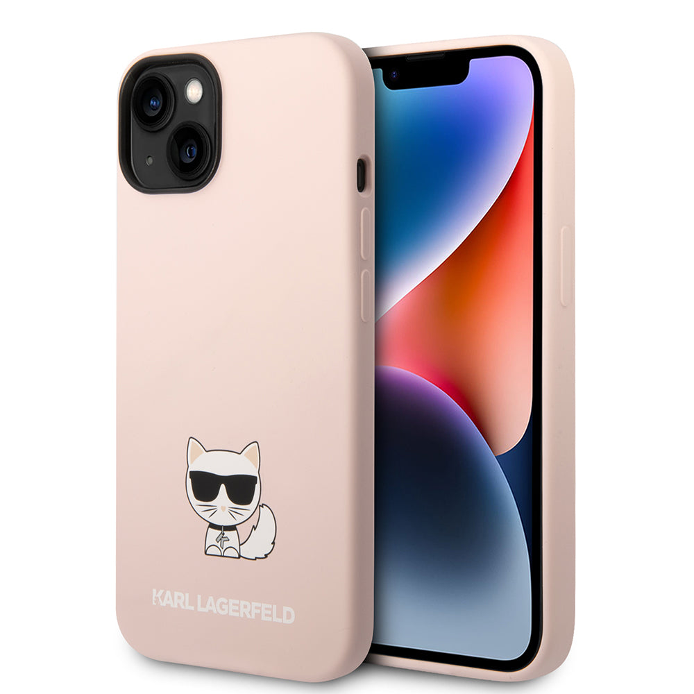 Funda para Apple iPhone 14 Plus, Karl Lagerfeld, Silicone Body Choupette, Rosa