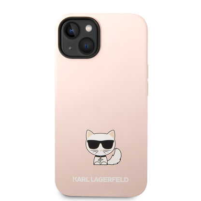 Funda para Apple iPhone 14 Plus, Karl Lagerfeld, Silicone Body Choupette, Rosa