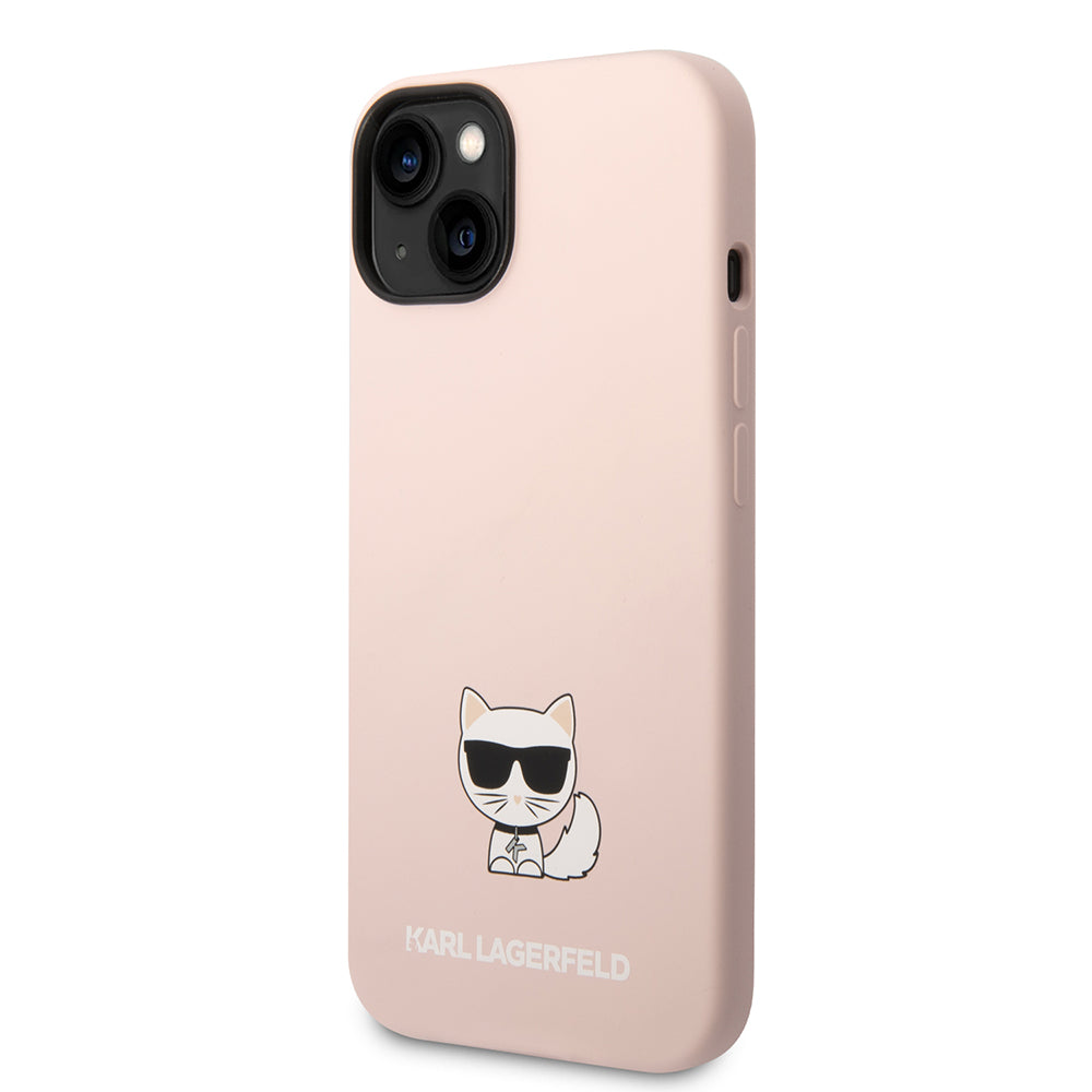 Funda para Apple iPhone 14 Plus, Karl Lagerfeld, Silicone Body Choupette, Rosa