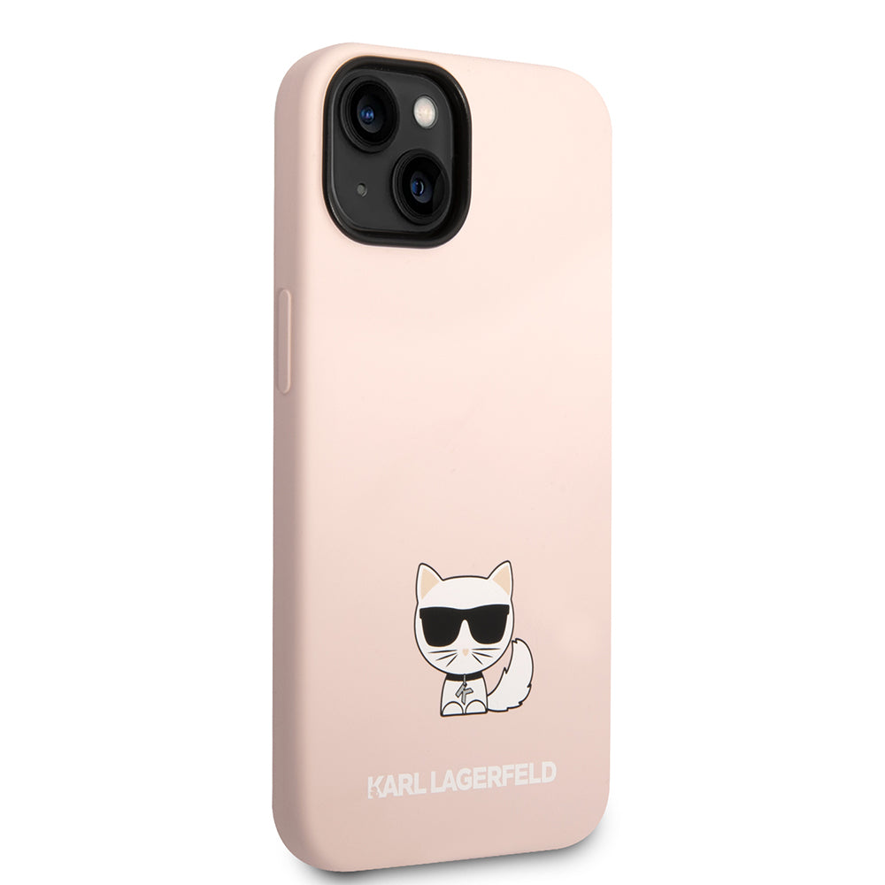 Funda para Apple iPhone 14 Plus, Karl Lagerfeld, Silicone Body Choupette, Rosa