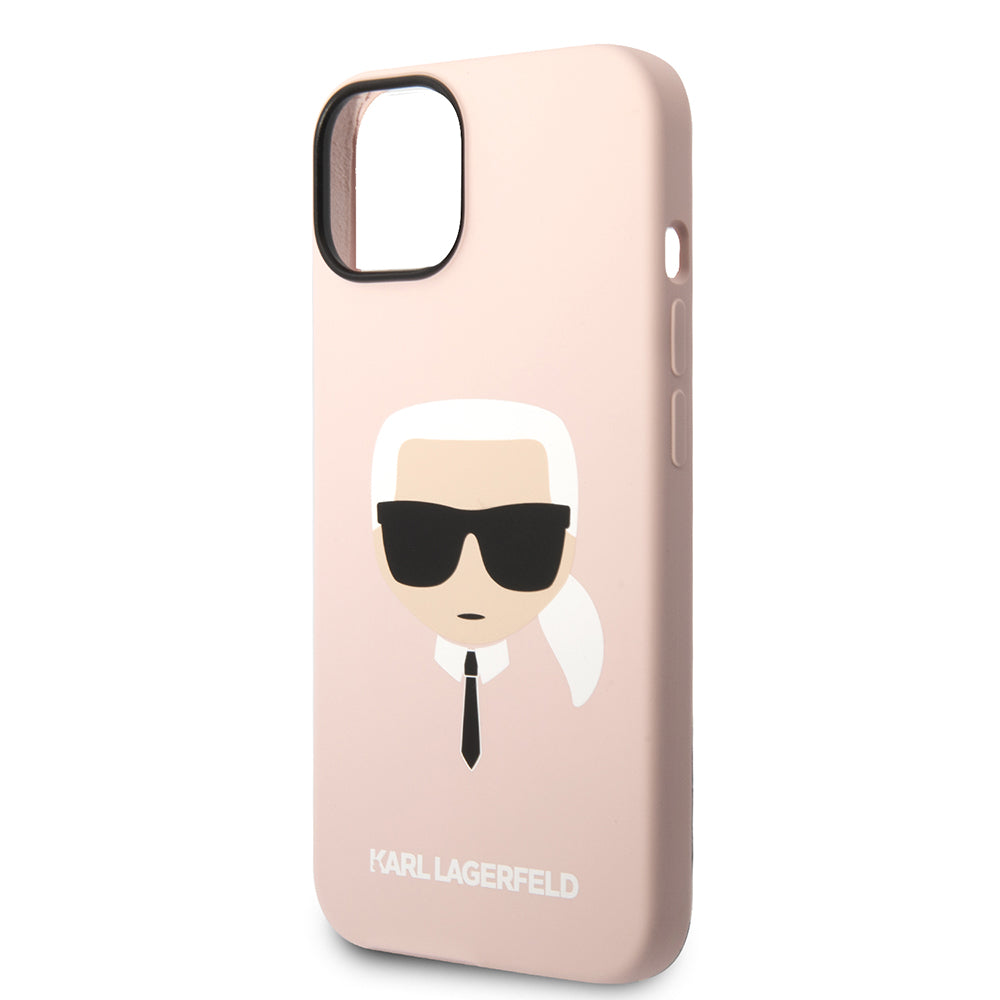 Funda para Apple iPhone 14 Plus, Karl Lagerfeld, Silicone Karl's Head, Rosa