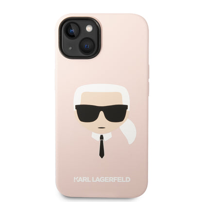 Funda para Apple iPhone 14 Plus, Karl Lagerfeld, Silicone Karl's Head, Rosa