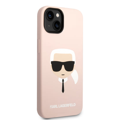 Funda para Apple iPhone 14 Plus, Karl Lagerfeld, Silicone Karl's Head, Rosa