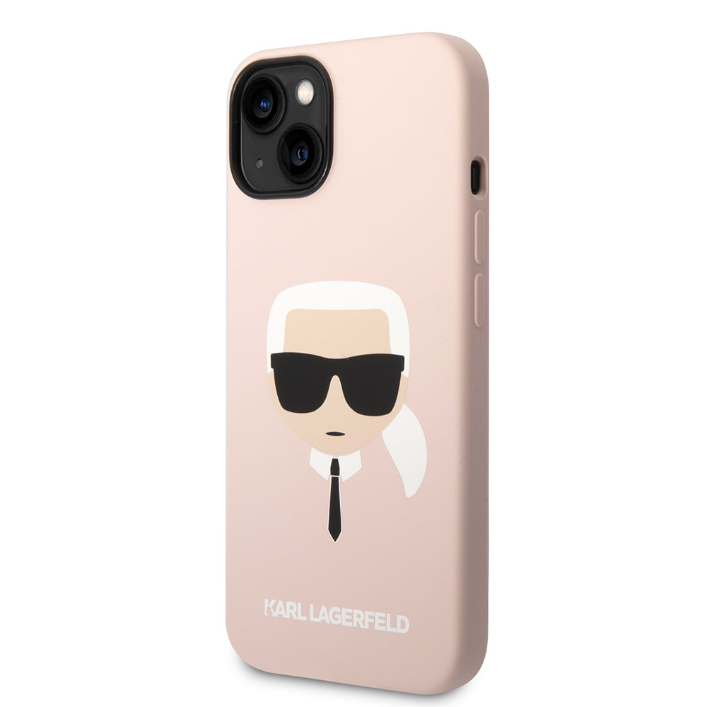 Funda para Apple iPhone 14 Plus, Karl Lagerfeld, Silicone Karl's Head, Rosa