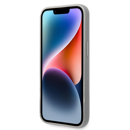 Funda para Apple iPhone 14 Plus, Karl Lagerfeld, Monogram Iridescent, Plateada.