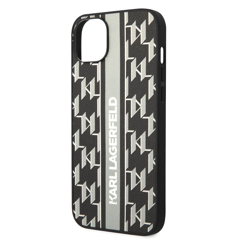Funda para Apple iPhone 14 Plus, Karl Lagerfeld, Monogram Stripe, Gris