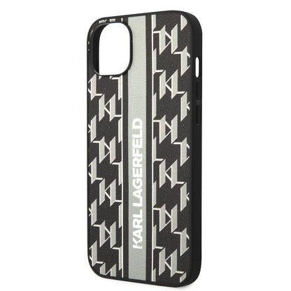 Funda para Apple iPhone 14 Plus, Karl Lagerfeld, Monogram Stripe, Gris