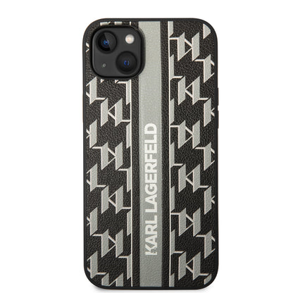 Funda para Apple iPhone 14 Plus, Karl Lagerfeld, Monogram Stripe, Gris