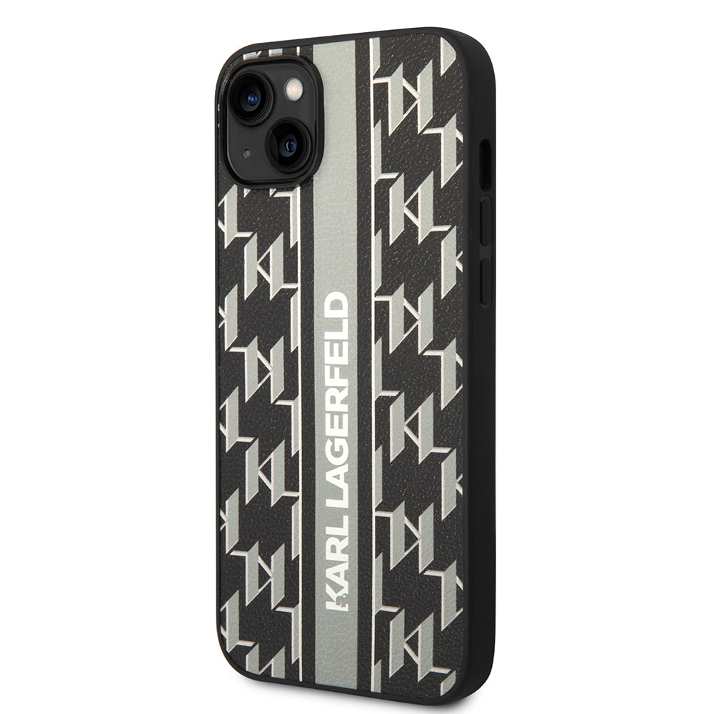 Funda para Apple iPhone 14 Plus, Karl Lagerfeld, Monogram Stripe, Gris