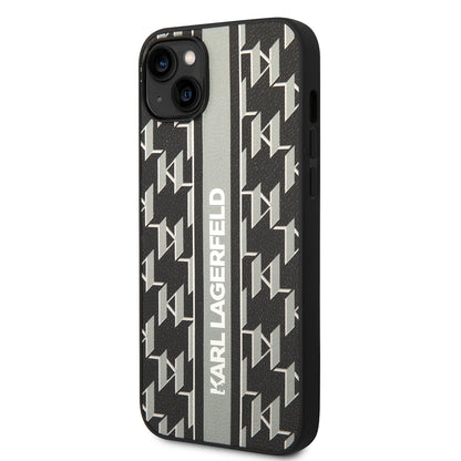 Funda para Apple iPhone 14 Plus, Karl Lagerfeld, Monogram Stripe, Gris