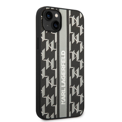 Funda para Apple iPhone 14 Plus, Karl Lagerfeld, Monogram Stripe, Gris