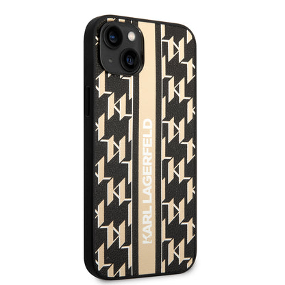 Case for Apple iPhone 14 Plus, Karl Lagerfeld, Monogram Stripe, Brown