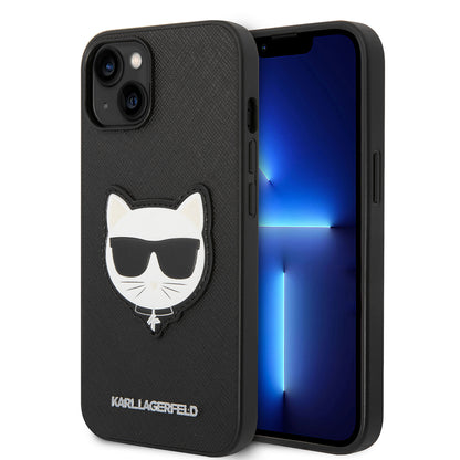 Funda para Apple iPhone 14 Plus, Karl Lagerfeld, Saffiano Choupette's Head, Negra