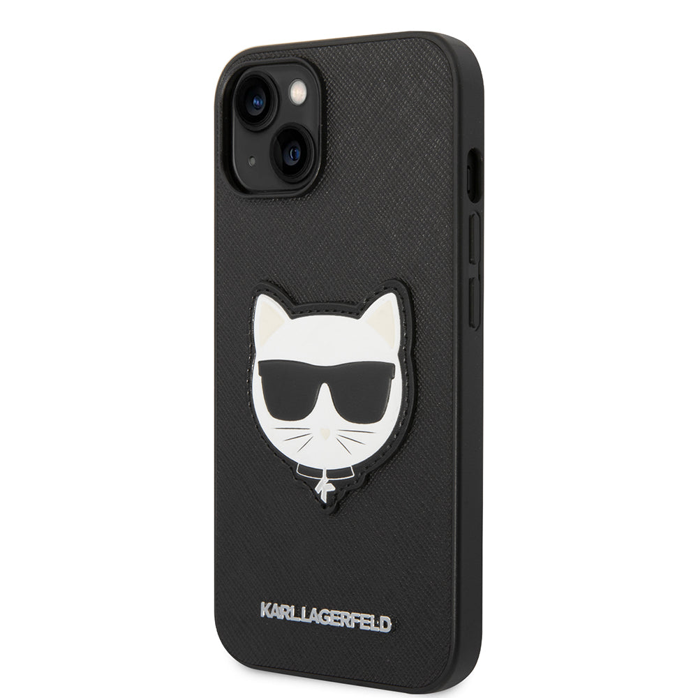 Funda para Apple iPhone 14 Plus, Karl Lagerfeld, Saffiano Choupette's Head, Negra