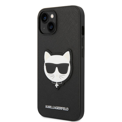 Funda para Apple iPhone 14 Plus, Karl Lagerfeld, Saffiano Choupette's Head, Negra