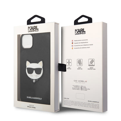 Funda para Apple iPhone 14 Plus, Karl Lagerfeld, Saffiano Choupette's Head, Negra