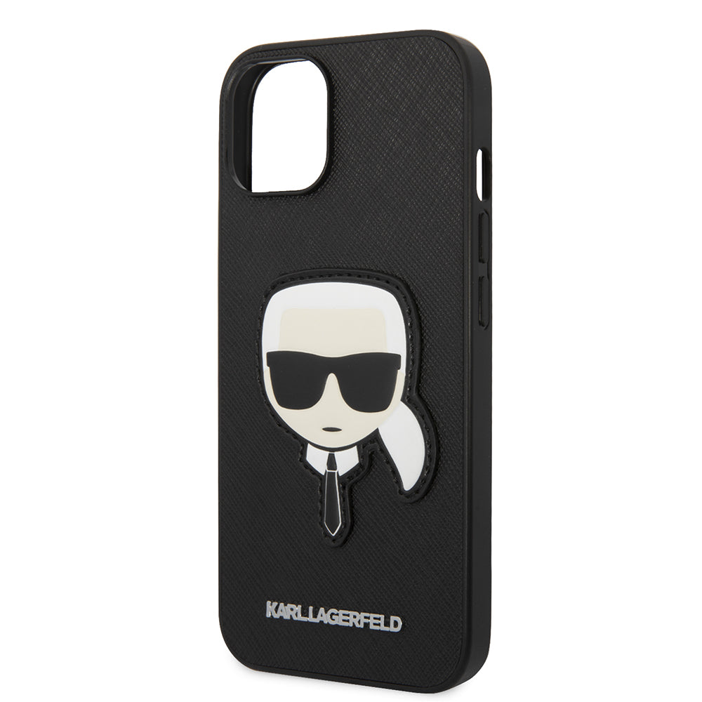 Funda para Apple iPhone 14 Plus, Karl Lagerfeld, Saffiano Karl's Head, Negra