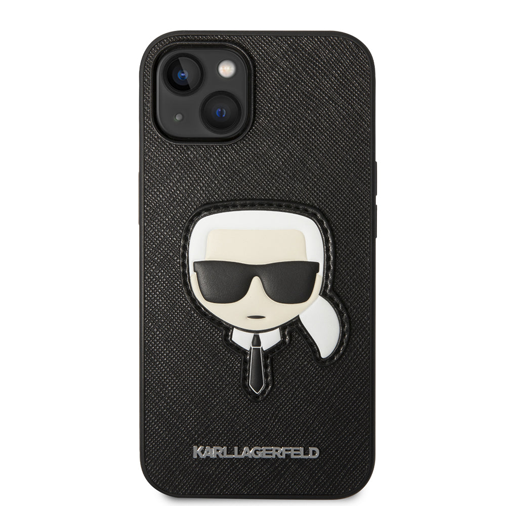 Funda para Apple iPhone 14 Plus, Karl Lagerfeld, Saffiano Karl's Head, Negra