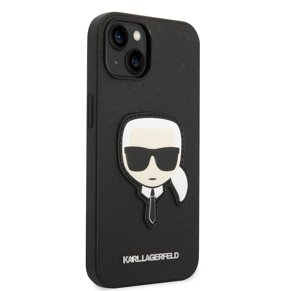 Funda para Apple iPhone 14 Plus, Karl Lagerfeld, Saffiano Karl's Head, Negra
