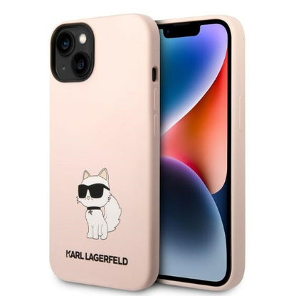 Funda para Apple iPhone 14 Plus, Karl Lagerfeld, Silicone Choupette, Rosa