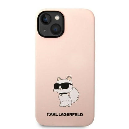 Funda para Apple iPhone 14 Plus, Karl Lagerfeld, Silicone Choupette, Rosa