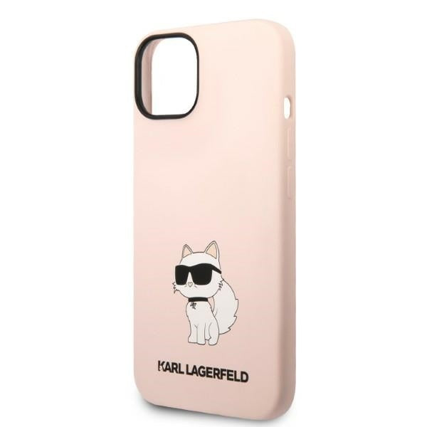 Funda para Apple iPhone 14 Plus, Karl Lagerfeld, Silicone Choupette, Rosa