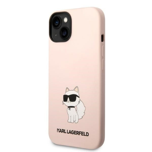 Funda para Apple iPhone 14 Plus, Karl Lagerfeld, Silicone Choupette, Rosa