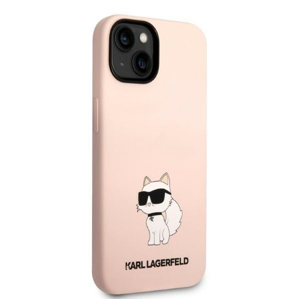 Funda para Apple iPhone 14 Plus, Karl Lagerfeld, Silicone Choupette, Rosa
