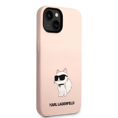 Funda para Apple iPhone 14 Plus, Karl Lagerfeld, Silicone Choupette, Rosa