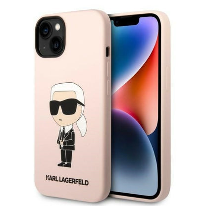 Funda para Apple iPhone 14 Plus, Karl Lagerfeld, Silicona Ikonik Karl, Rosa