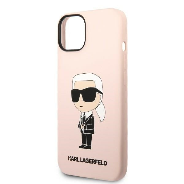 Funda para Apple iPhone 14 Plus, Karl Lagerfeld, Silicona Ikonik Karl, Rosa