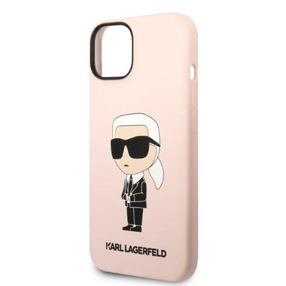 Funda para Apple iPhone 14 Plus, Karl Lagerfeld, Silicona Ikonik Karl, Rosa