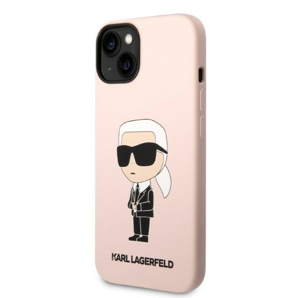 Funda para Apple iPhone 14 Plus, Karl Lagerfeld, Silicona Ikonik Karl, Rosa