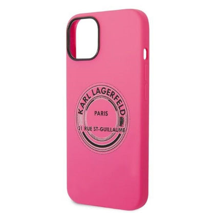 Funda para Apple iPhone 14 Plus, Karl Lagerfeld, Silicona RSG, Rosa
