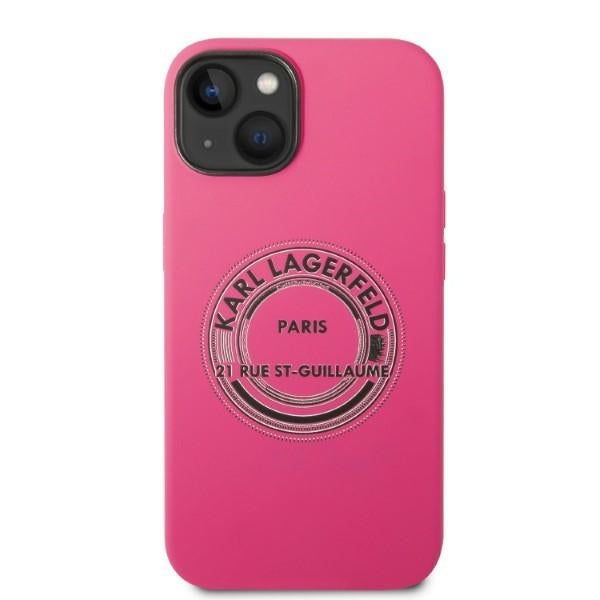 Funda para Apple iPhone 14 Plus, Karl Lagerfeld, Silicona RSG, Rosa