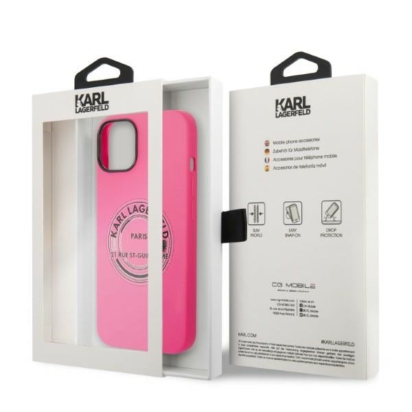 Funda para Apple iPhone 14 Plus, Karl Lagerfeld, Silicona RSG, Rosa