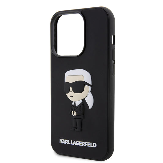 Funda para Apple iPhone 14 Pro, Karl Lagerfeld, 3D Rubber Ikonik Karl, Negra
