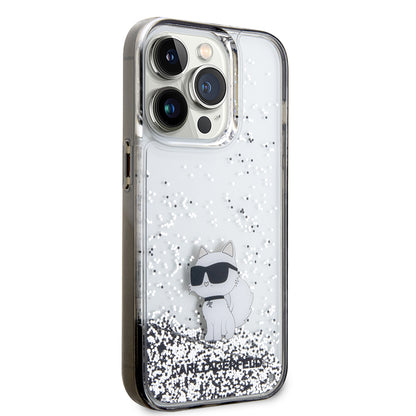 Case for Apple iPhone 14 Pro, Karl Lagerfeld, Liquid Glitter Choupette, Transparent