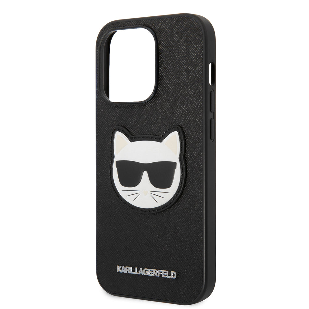 Funda para Apple iPhone 14 Pro, Karl Lagerfeld, Saffiano Choupette's Head, Negra