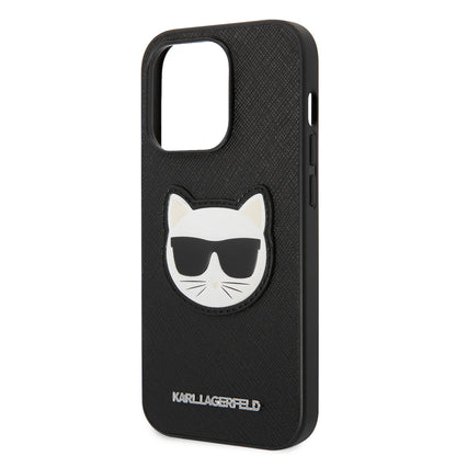 Funda para Apple iPhone 14 Pro, Karl Lagerfeld, Saffiano Choupette's Head, Negra