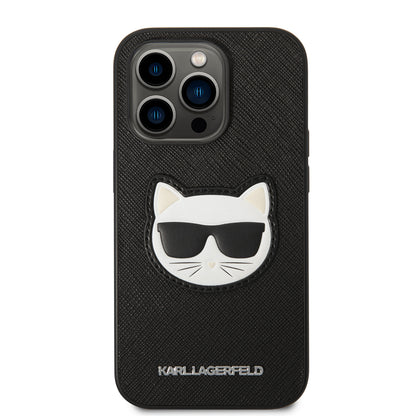 Funda para Apple iPhone 14 Pro, Karl Lagerfeld, Saffiano Choupette's Head, Negra