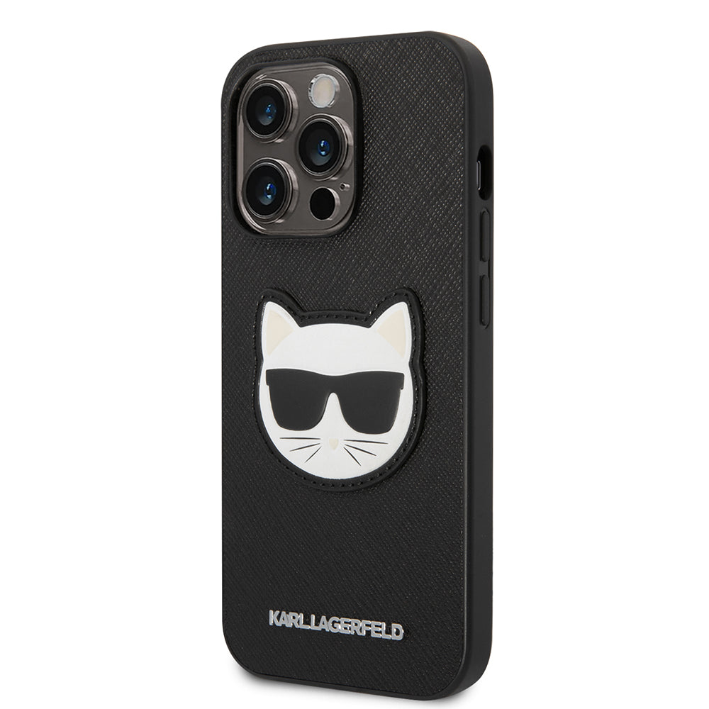 Funda para Apple iPhone 14 Pro, Karl Lagerfeld, Saffiano Choupette's Head, Negra