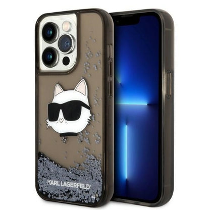 Funda para Apple iPhone 14 Pro Max, Karl Lagerfeld, Glitter Choupette's Head, Negra