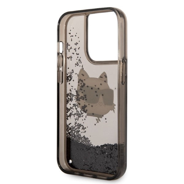 Funda para Apple iPhone 14 Pro Max, Karl Lagerfeld, Glitter Choupette's Head, Negra