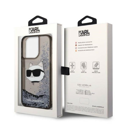 Funda para Apple iPhone 14 Pro Max, Karl Lagerfeld, Glitter Choupette's Head, Negra