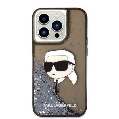 Funda para Apple iPhone 14 Pro Max, Karl Lagerfeld, Glitter Karl's Head, Negra