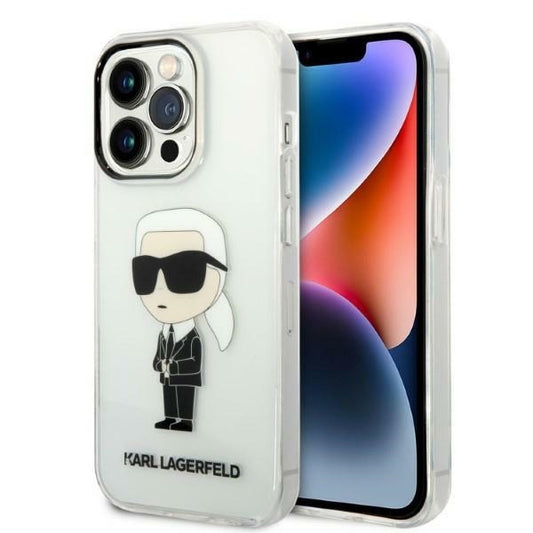 Funda para Apple iPhone 14 Pro Max, Karl Lagerfeld, Ikonik Karl, Transparente