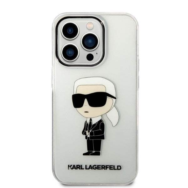 Funda para Apple iPhone 14 Pro Max, Karl Lagerfeld, Ikonik Karl, Transparente