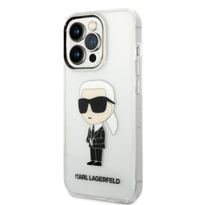 Funda para Apple iPhone 14 Pro Max, Karl Lagerfeld, Ikonik Karl, Transparente